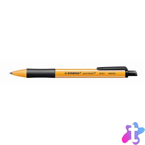 Golyóstoll, 0,5 mm, nyomógombos, STABILO "Pointball", fekete