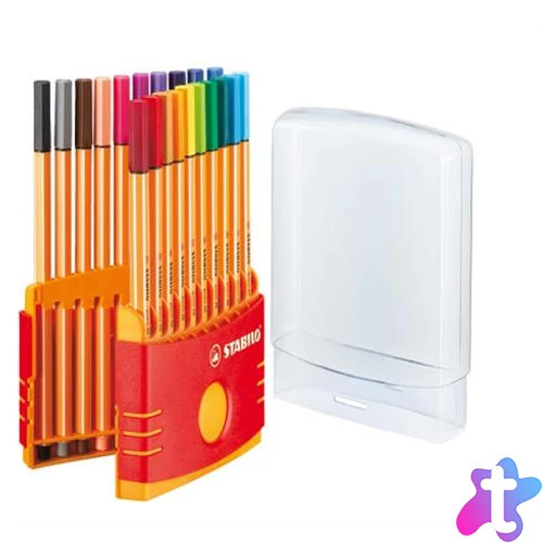 Tűfilc készlet, 0,4 mm, STABILO "Point 88 ColorParade", 20 különböző szín