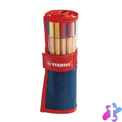 Tűfilc készlet, 0,4 mm, felcsavarható szett, STABILO "Point 88", 25 különböző szín