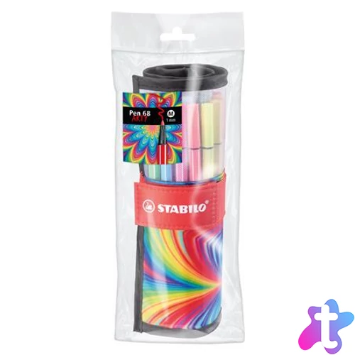 Filctoll, készlet, 1 mm, felcsavarható, STABILO "Pen 68 ARTY", 25 különböző színű