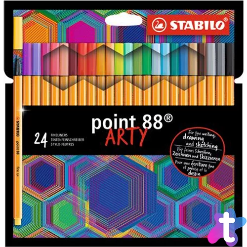 Tűfilc készlet, 0,4 mm, STABILO "Point 88 ARTY", 24 különböző szín