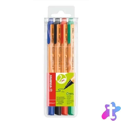Filctoll készlet, 0,8 mm, STABILO "Greenpoint", 4 különböző szín