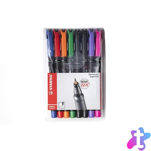 Alkoholos marker készlet, 0,4 mm, STABILO "OHPen S", 8 különböző szín