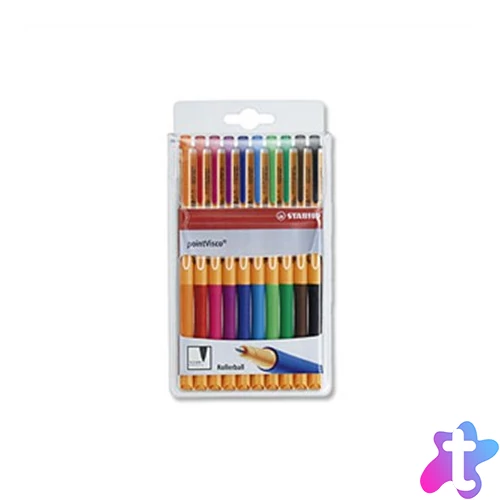 Rollertoll készlet, 0,5 mm, STABILO "PointVisco", 10 különböző szín