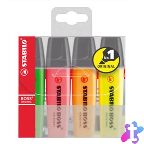 Szövegkiemelő készlet, 2-5 mm, STABILO "BOSS original", 4 különböző szín
