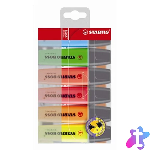 Szövegkiemelő készlet, 2-5 mm, STABILO "BOSS original", 6 különböző szín