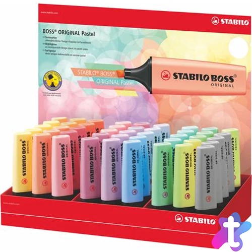 Szövegkiemelő display, 2-5 mm, STABILO "BOSS Pastel", vegyes pasztell színek