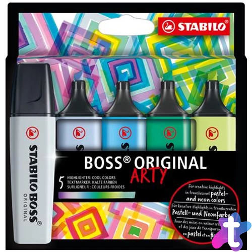 Szövegkiemelő készlet, 2-5 mm, STABILO "BOSS original Arty", 5 hideg szín