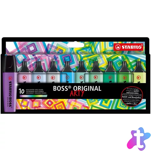 Szövegkiemelő készlet, 2-5 mm, STABILO "BOSS original Arty", 10 hideg szín