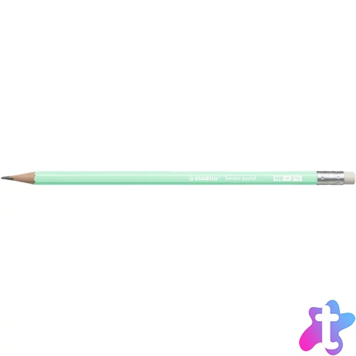 Grafitceruza radírral, HB, hatszögletű, STABILO "Swano Pastel", zöld