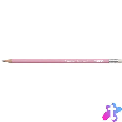 Grafitceruza radírral, HB, hatszögletű, STABILO "Swano Pastel", pink