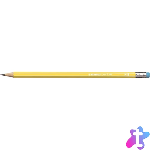Grafitceruza radírral, HB, hatszögletű, STABILO "Pencil 160", sárga
