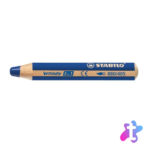 Színes ceruza, kerek, vastag, STABILO "Woody 3 in 1", ultramarin