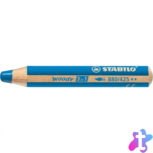 Színes ceruza, kerek, vastag, STABILO "Woody 3 in 1", kék