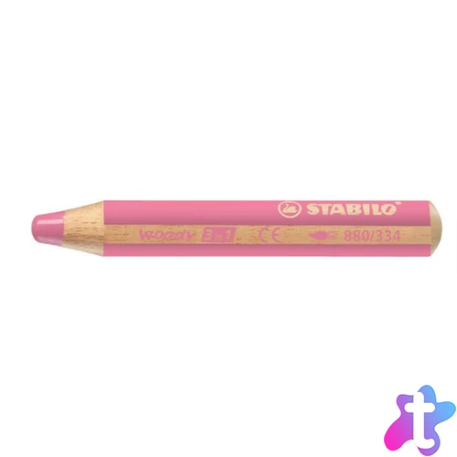 Színes ceruza, kerek, vastag, STABILO "Woody 3 in 1", rózsaszín