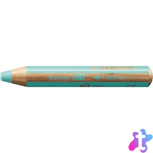 Színes ceruza, kerek, vastag, STABILO "Woody 3 in 1 Pastel", pasztell kék