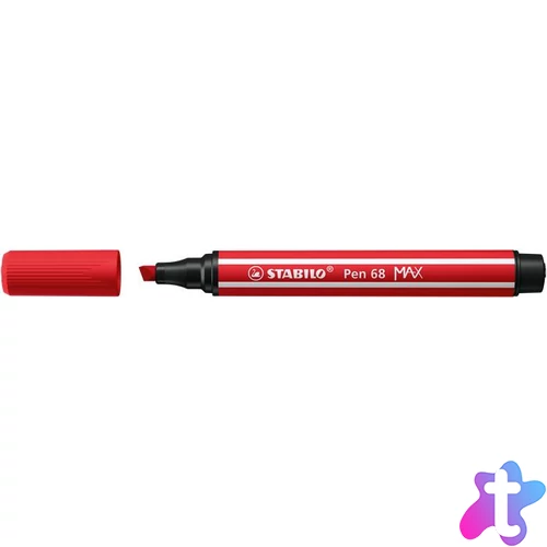 Filctoll, 1-5 mm, vágott hegy, STABILO "Pen 68 MAX", piros
