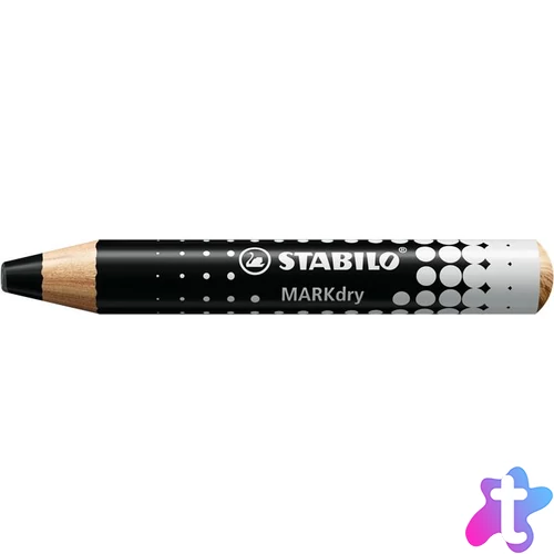 Táblaceruza fehértáblához, flipchartpapírhoz, kúpos, STABILO "MARKdry", fekete