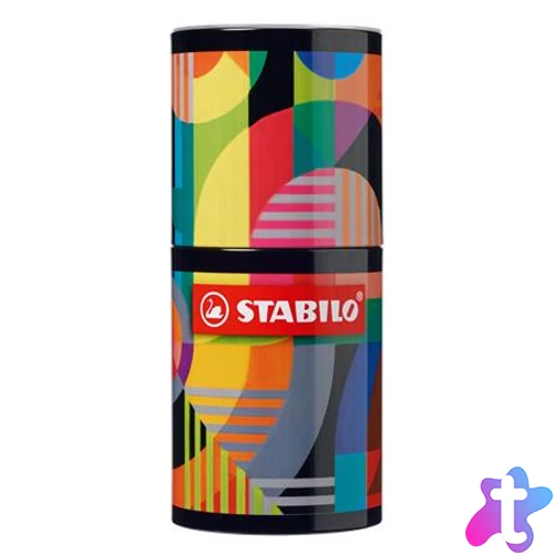 Filctoll készlet, hengeres fém doboz, 1 mm, STABILO "Pen 68 ARTY", 45 különböző szín