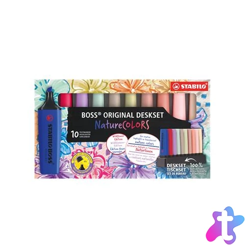 Szövegkiemelő készlet, 2-5 mm, STABILO "BOSS original NatureCOLORS Wildflowers", 10 különböző szín