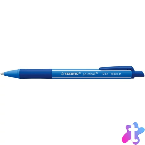 Golyóstoll, 0,5 mm, nyomógombos, STABILO "Pointball Colorful" ultramarinkék