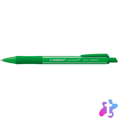 Golyóstoll, 0,5 mm, nyomógombos, STABILO "Pointball Colorful" menta