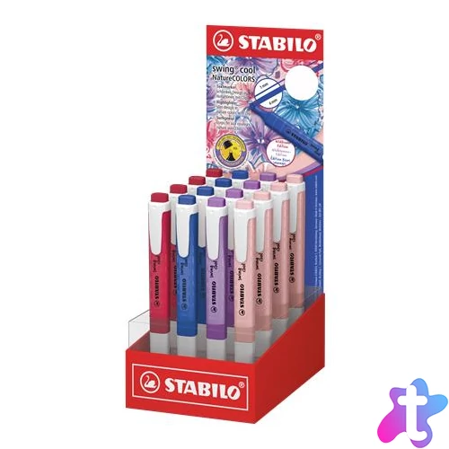 Szövegkiemelő display, 1-4 mm, STABILO "Swing Cool NatureCOLORS Wildflowers", vegyes