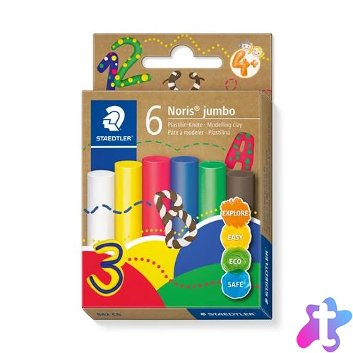 Modellező gyurma készlet, STAEDTLER "Noris® jumbo 842", 6 különböző szín