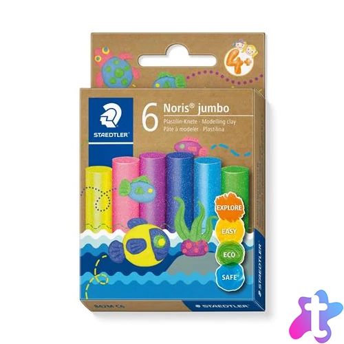 Modellező gyurma készlet, STAEDTLER "Noris® jumbo 842", 6 különböző csillámos szín