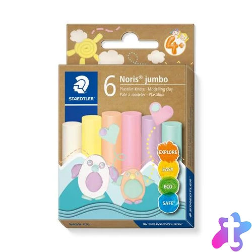 Modellező gyurma készlet, STAEDTLER "Noris® jumbo 842", 6 különböző pasztell szín