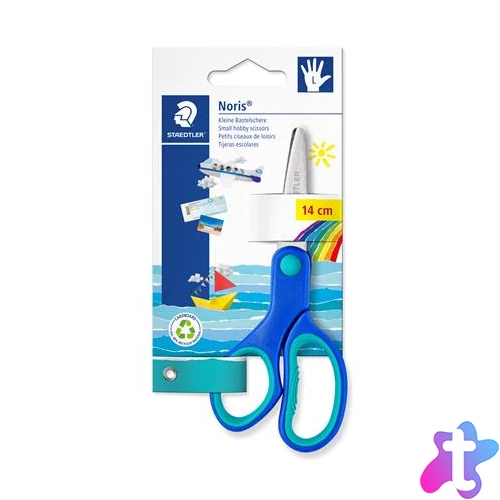 Olló, iskolai, 14 cm, balkezes, STAEDTLER "Noris 965", kék