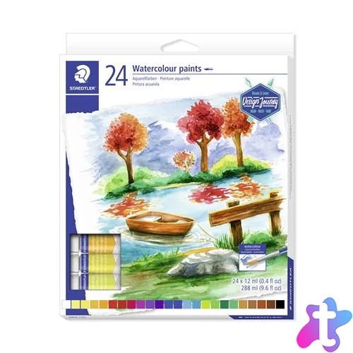 Akvarell festék, tubusos, STAEDTLER "8880", 24 különböző szín