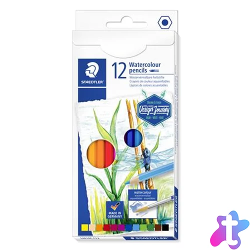 Akvarell ceruza készlet, hatszögletű, STAEDTLER® "146 10C", 12 különböző szín