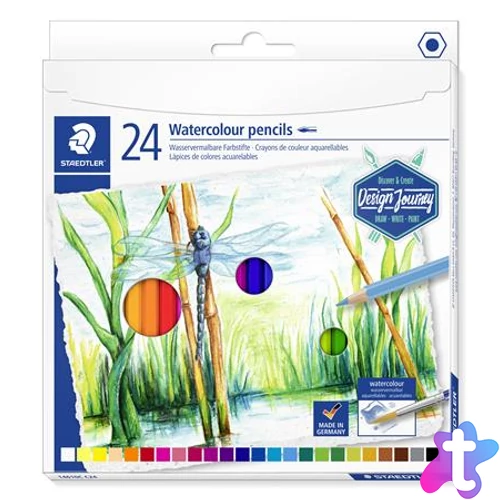 Akvarell ceruza készlet, hatszögletű, STAEDTLER® "146 10C", 24 különböző szín