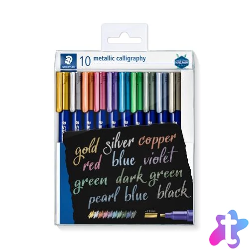 Kalligrafikus marker készlet, STAEDTLER "8325", 10 különböző metál szín