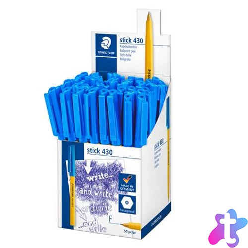 Golyóstoll, 0,3 mm, kupakos, STAEDTLER "Stick 430 F", kék
