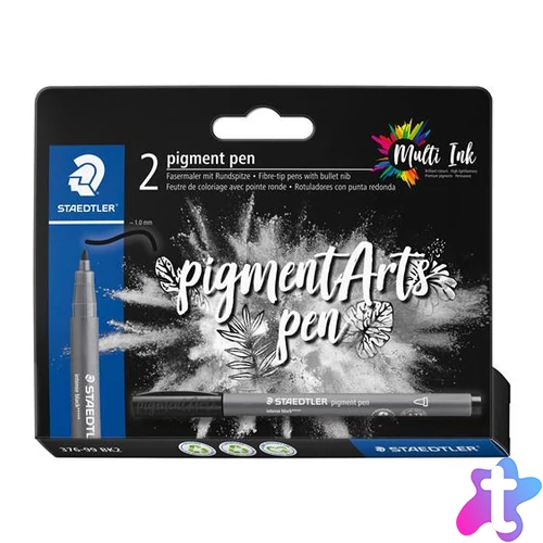 Filctoll, 1 mm, kúpos, 2 db, STAEDTLER® "Pigment pen 376", intenzív fekete