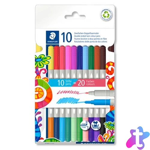 Filctoll készlet, 1/3 mm, kétvégű, STAEDTLER® "3280", 20 különböző szín