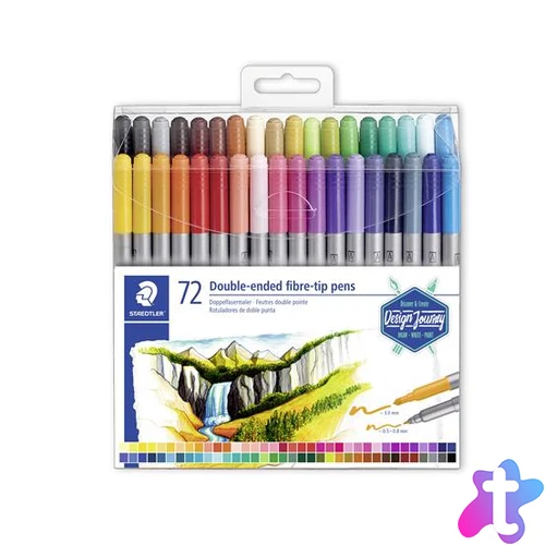 Filctoll készlet, 0,8/3,0 mm, kétvégű, STAEDTLER® "3200", 72 különböző szín