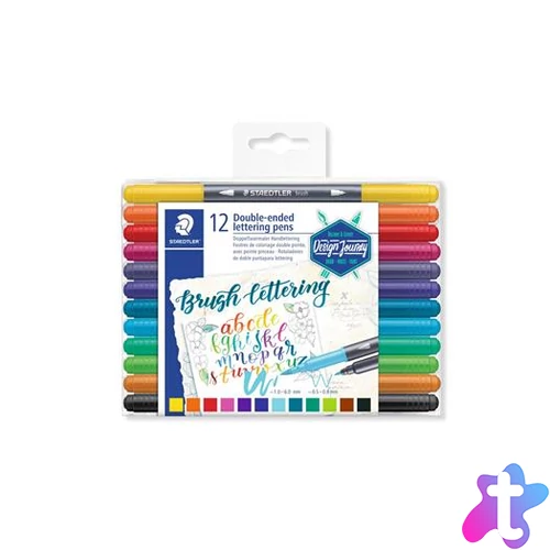 Ecsetirón készlet, 0,5-0,8/1,0-6,0 mm, kétvégű, STAEDTLER "3004"", 12 szín