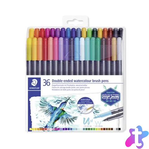 Ecsetirón készlet, 0,5-0,8/1,0-6,0 mm, kétvégű, STAEDTLER "3001", 36 szín