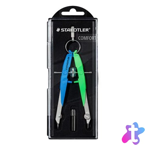 Körző készlet, precíziós, 2 darabos, STAEDTLER "Mars Comfort 556", neon kék/zöld