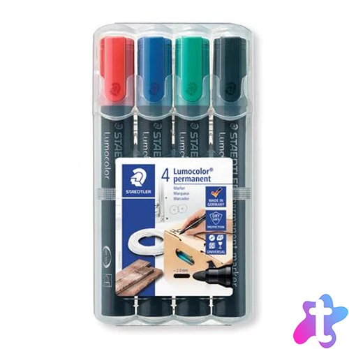 Alkoholos marker készlet, 2 mm, kúpos, STAEDTLER "Lumocolor® 352", 4 különböző szín