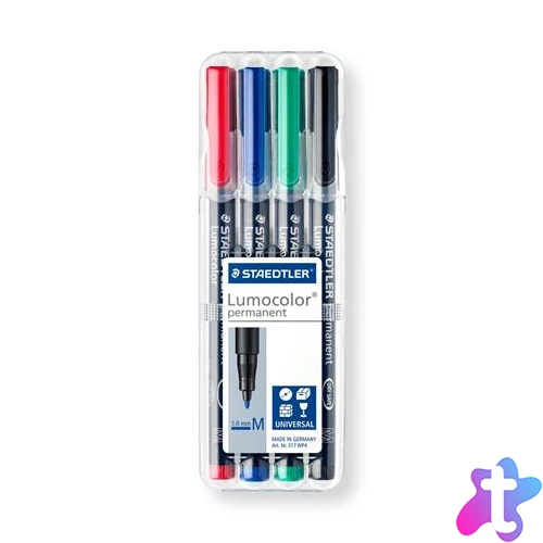 Alkoholos marker készlet, OHP, 1 mm, STAEDTLER "Lumocolor® 317 M", 4 különböző szín