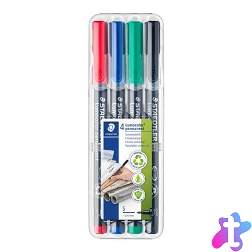 Alkoholos marker készlet, OHP, 0,4 mm, STAEDTLER "Lumocolor® 313 S", 4 különböző szín