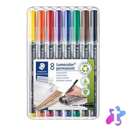 Alkoholos marker készlet, OHP, 0,6 mm, STAEDTLER "Lumocolor® 318 F", 8 különböző szín