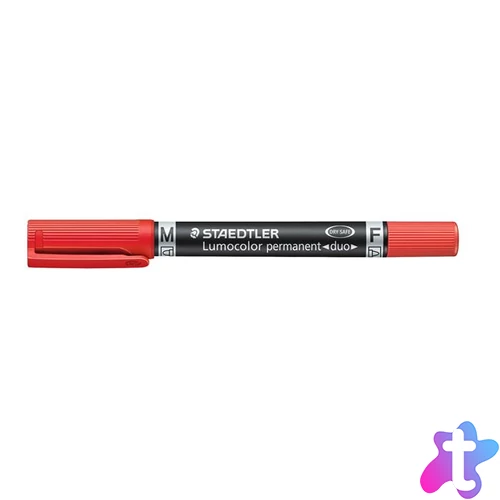 Alkoholos marker, 0,6/1,5 mm, kúpos, kétvégű, STAEDTLER "Lumocolor® duo 348", piros