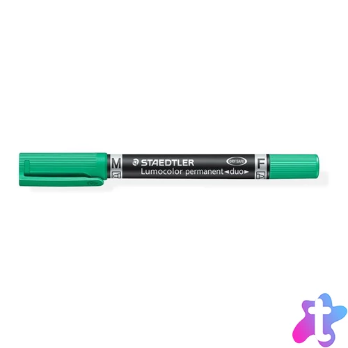 Alkoholos marker, 0,6/1,5 mm, kúpos, kétvégű, STAEDTLER "Lumocolor® duo 348", zöld