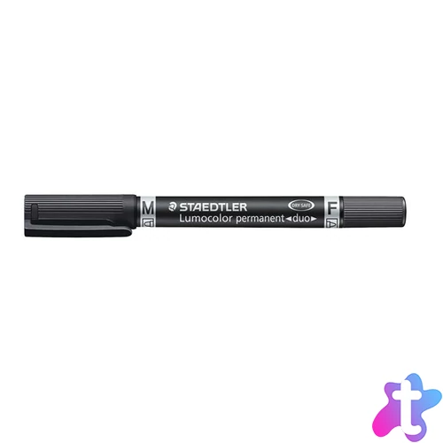 Alkoholos marker, 0,6/1,5 mm, kúpos, kétvégű, STAEDTLER "Lumocolor® duo 348", fekete
