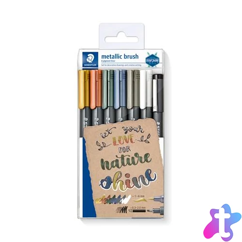 Dekormarker, 1-6 mm, kúpos, ajándék tusfilccel, STAEDTLER "8321", 6 különböző metál szín